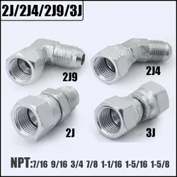 Hydraulic Connector Right angle 45 degree Elbow Fittings NPT 7/16 9/16 3/4 7/8 Thread Internal and External Thread Adapter