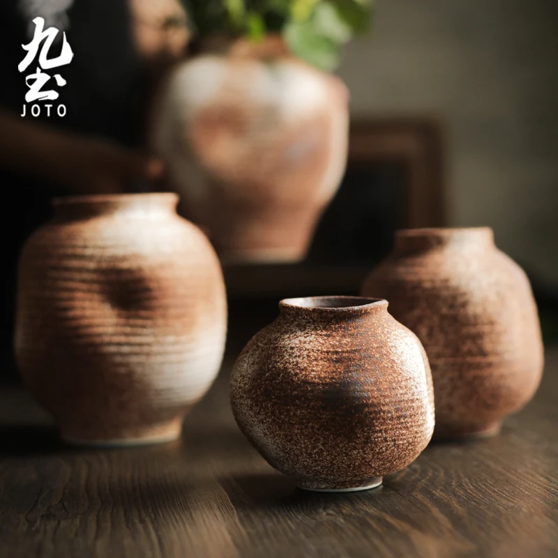 

JOTO Тонкая и универсальная винтажная грубая керамическая ваза для цветов, домашняя композиция DER0106