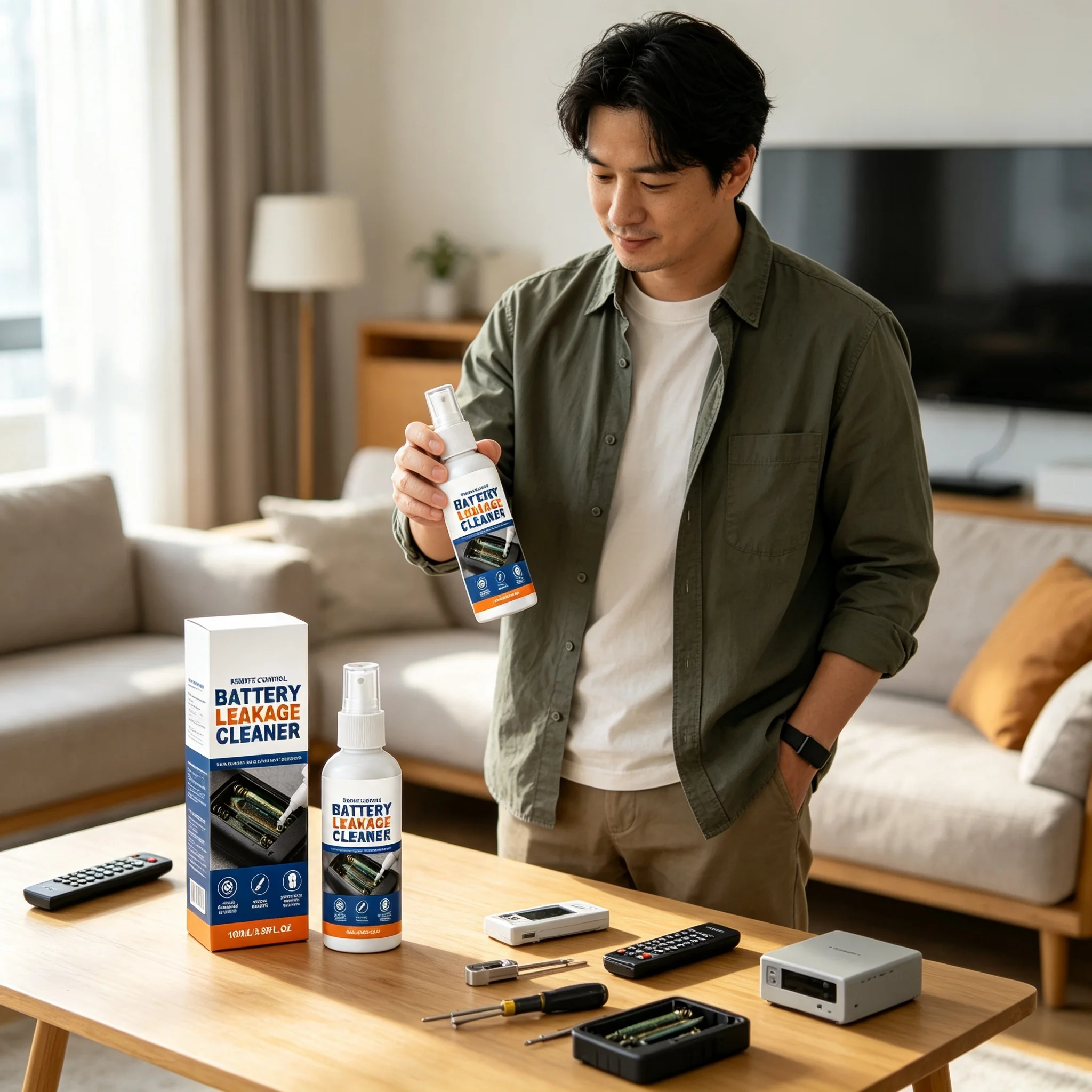 Jakehoe Battery Leakage Cleaner Spray Clean Corrosion Deposits & Residue for Battery Contacts Precise Battery Corrosion Cleaner