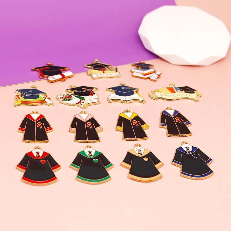 20 Pcs/lot Fashion Mortarboard Uniform Pendant Making Accessories Charms For Women, Earrings/Necklace Handmade DIY Jewelry