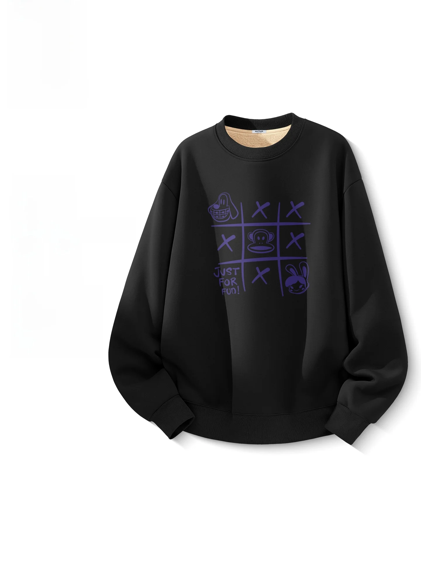 

Heavyweight Fce round Ne Sweatirt Men's Winter Bla Lamb Velvet Warmth Outerwear Trendy ex Cotton Poly...