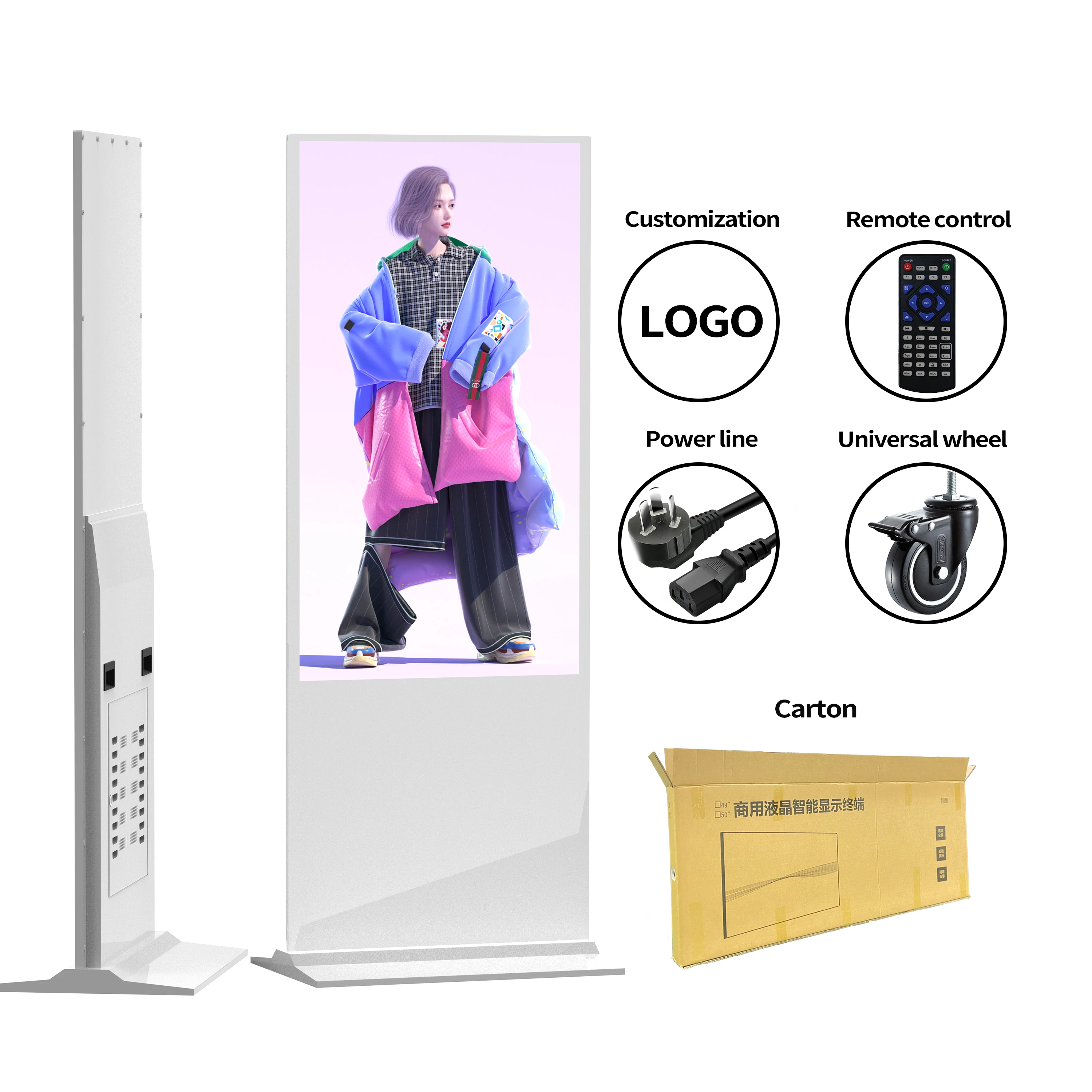 32 43 49 55 65-Inch Capacitive Touch Kiosk: Vertical Floor-Standing LCD Digital Signage for Indoor Advertising