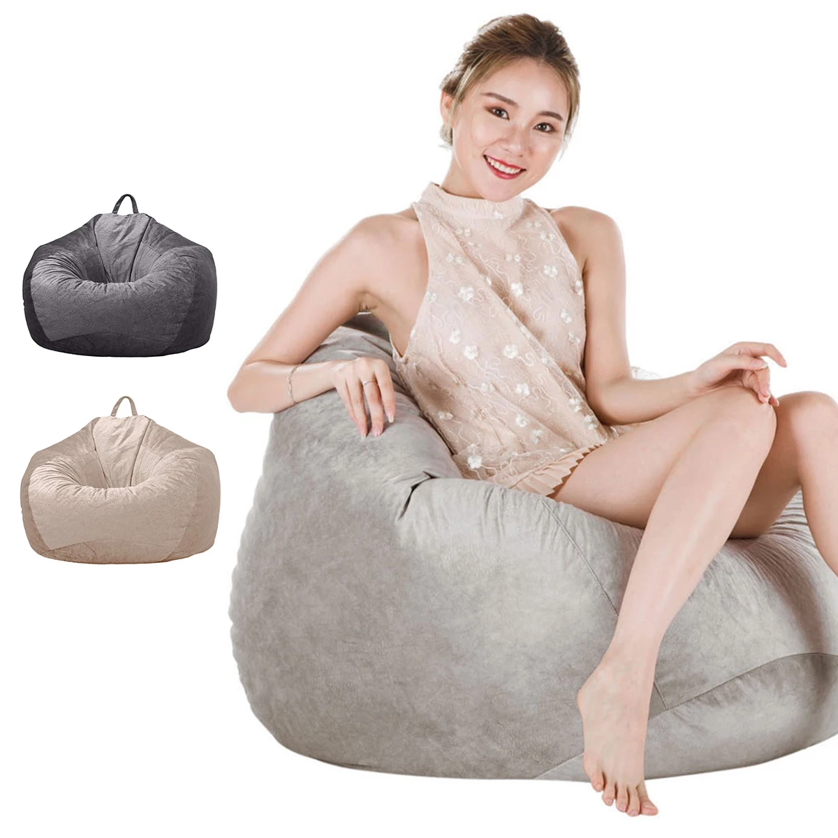 

Storage Bean Bag Chair Cover Replacement Beanbag Cover Comfortable Breathable Bean Bag Floor Lounger Sofa Protector Cover for