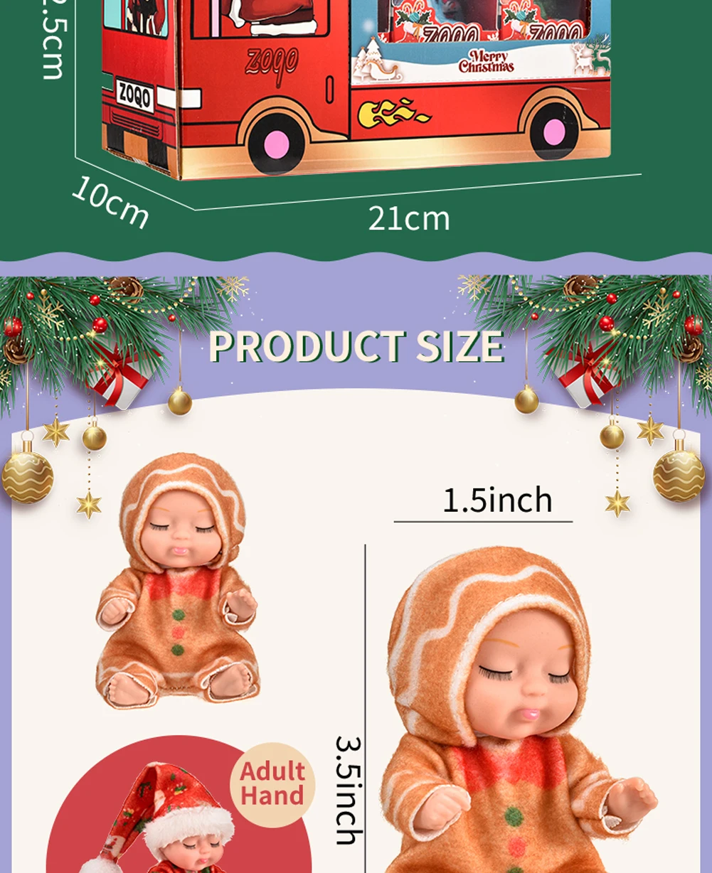 12-teiliges Weihnachts-Reborn-Puppen-Set, Simulations-Prinzessinnen-Puppen, Niedliches Schlafendes Baby mit Kleidung und Zubehör, Weihnachtsgeschenk – Detail 6