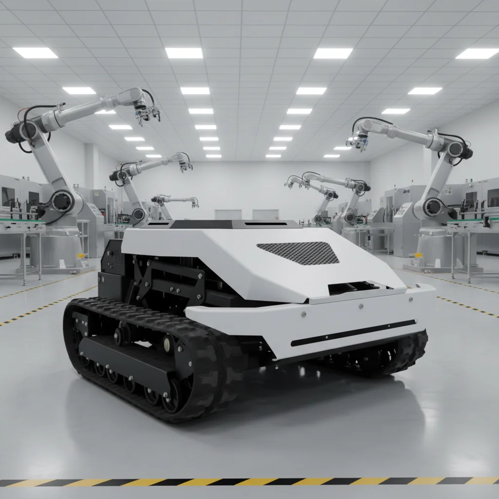 

Heavy-Duty Tracked RC Lawn Mower Battery-Powered GPS Navigation Obstacle Detection For Rough Terrain