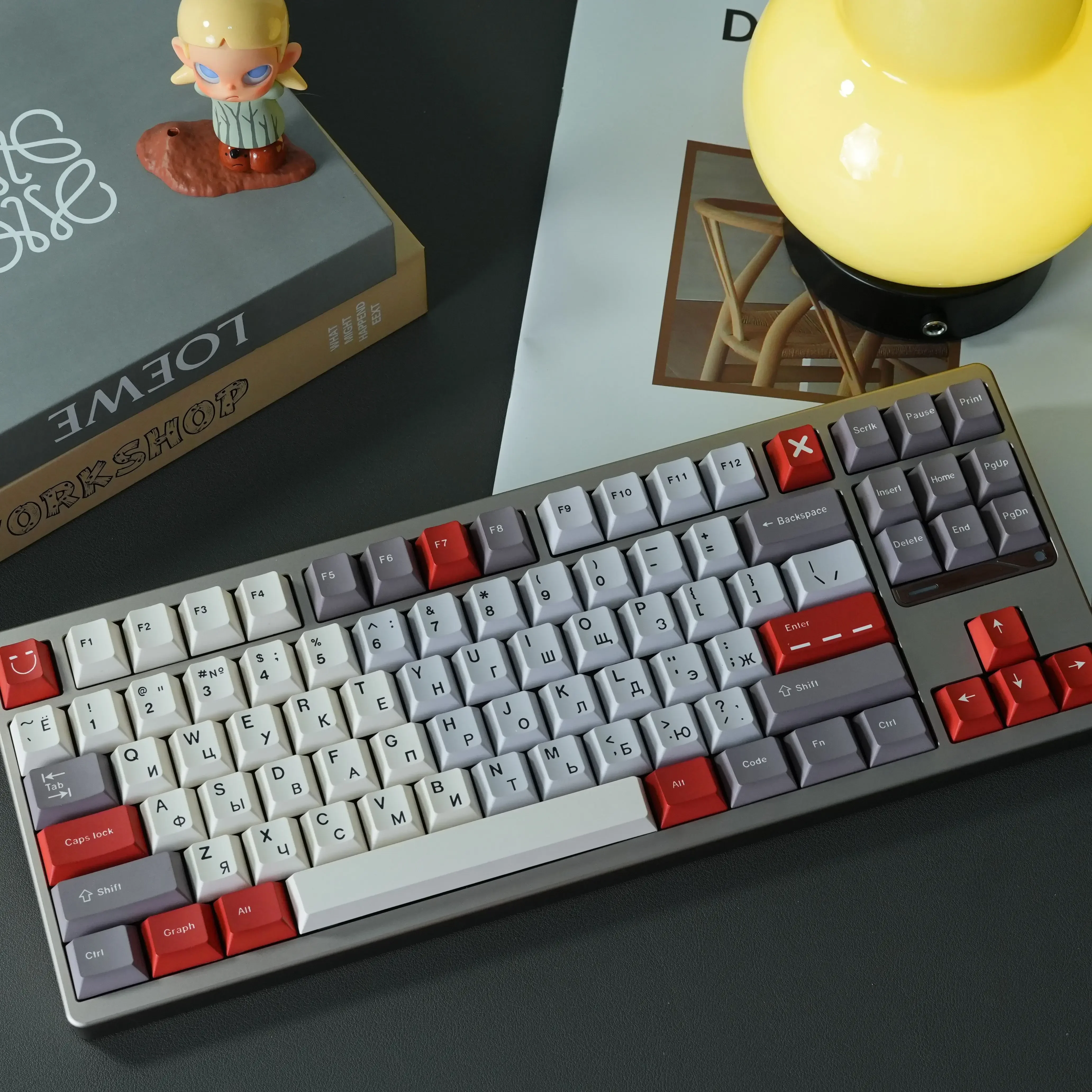 

Classic Russian gray lamp keycaps Full five-sided hot sublimation Original factory height mechanical keyboard keycaps