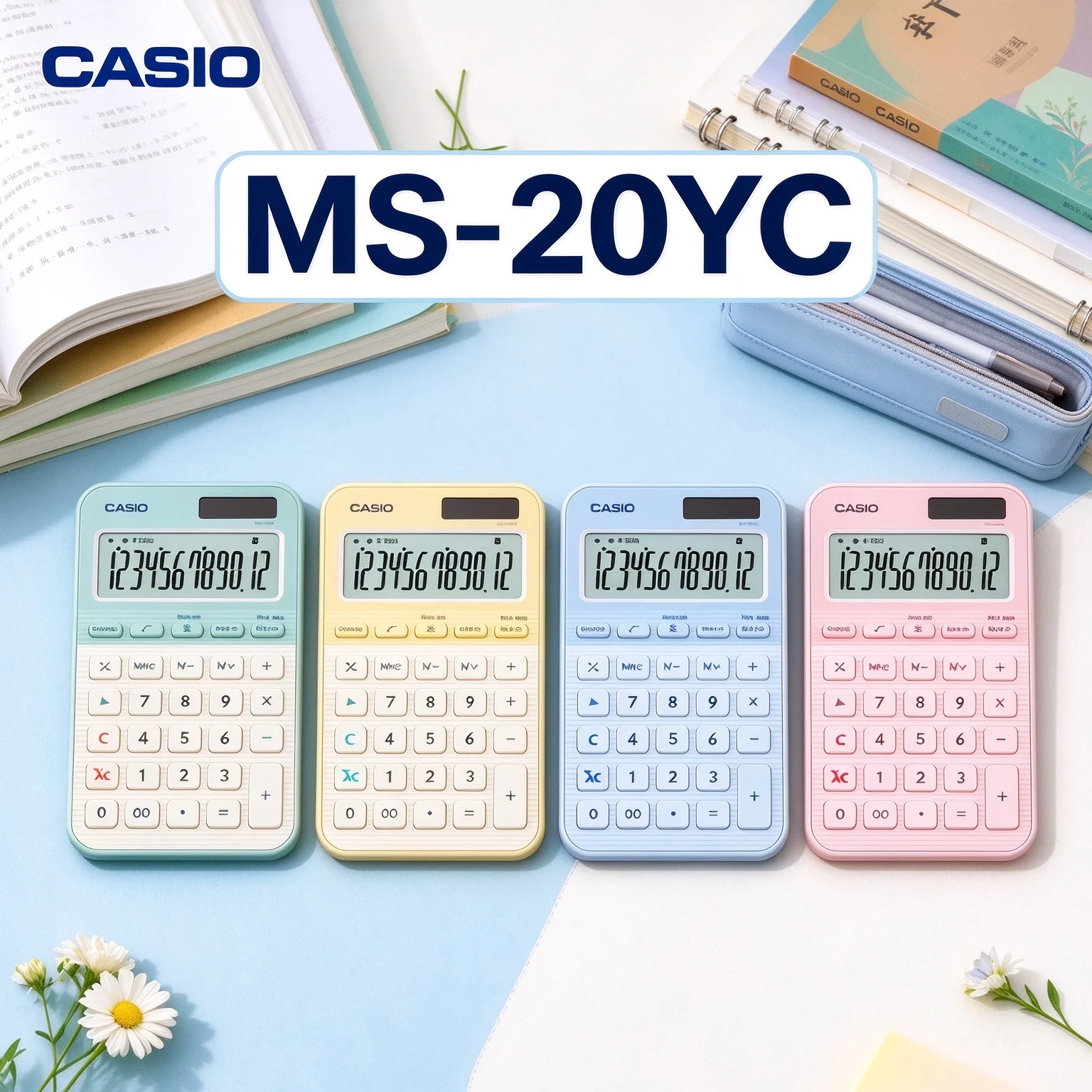 Casio MS-20YC SL-310YC Financial Calculator Solar Dual Power Large LCD Desktop Type for Office Student Cashier Work