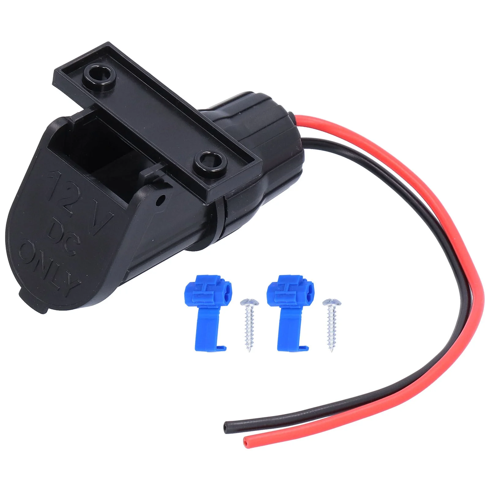 Car Cigarette Lighter Female Socket with Bracket Plastic for 12V Automobile Motorcycle