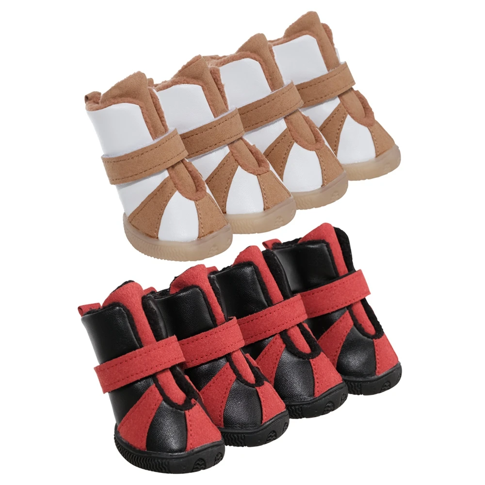 

Small Dog Boots Winter Pet Snow Shoes for Puppy Dog PU Leather Waterproof Anti-Slip Rubber Sole Puppy Shoes Paw Protector Cover