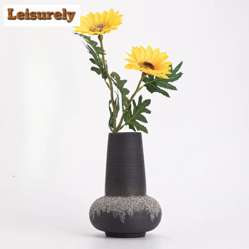 

Threaded Large Ceramic Vase For Pampas Grass Flower Insertion Basket Home Accessories Office Living Room Interior Table Decor