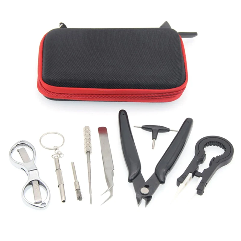 9 in 1 Mini Vape DIY Tool Bag Coil jig Tweezers Pliers Repair Tool Kits Cig Accessories Vape Bag s Tweezers Pliers Vape Bag