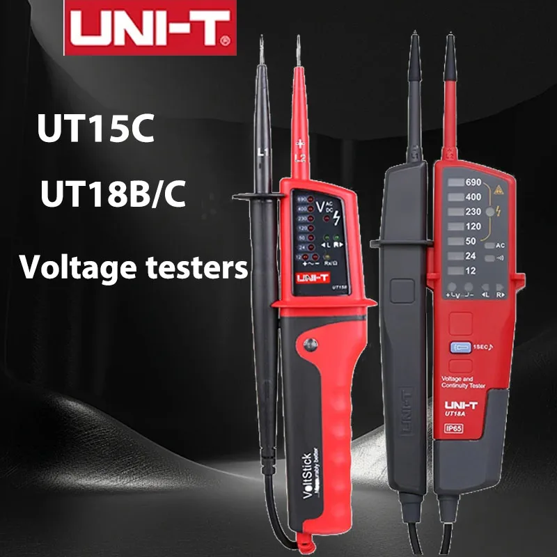 

UNI-T Voltage Testers Phase Sequence Continuity Voltage Detector LCD Display Auto Range IP65 Waterproof Meter UT18C UT18D UT15C