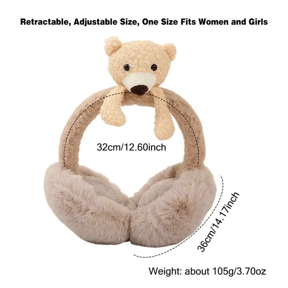 Cute Cartoon Bear Ear Warmers Foldable Windproof Winter Earmuffs Birthday Gift for Women Girls