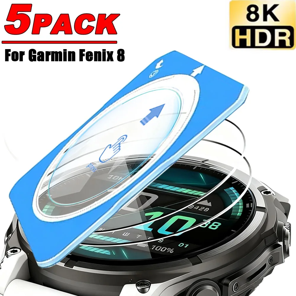 

1-5PACK Easy To Install Tempered Glass for Garmin Fenix ​​8 43MM 47MM 51MM Ultra-HD Anti-scratch Screen Protectors Watch Film