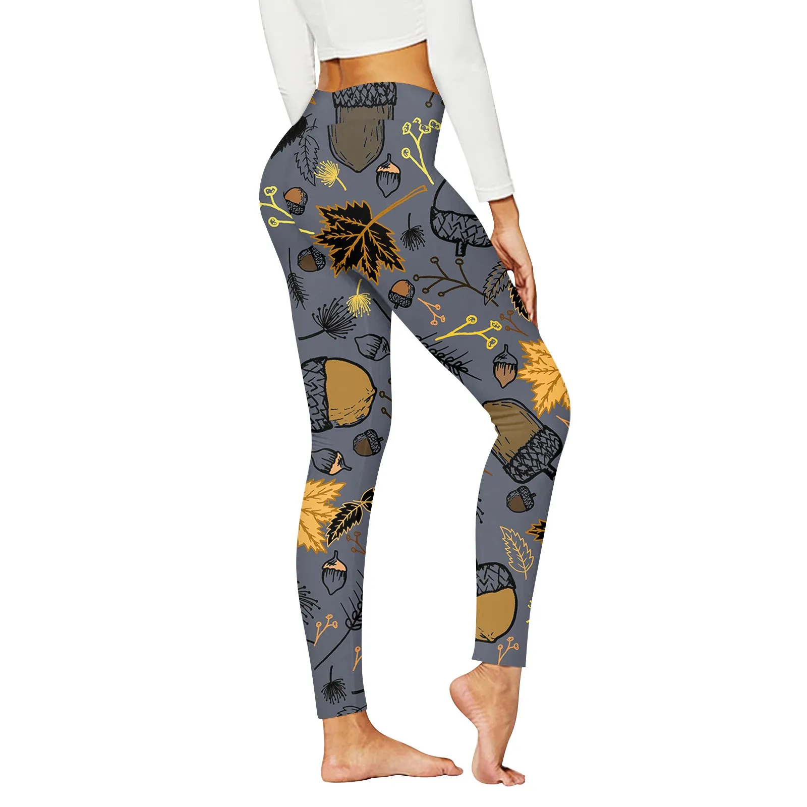 Pantaloni da Yoga Casual da donna tendenza della moda pantaloni elasticizzati Slim con stampa a tema di Halloween pantaloni da nove minuti versatili