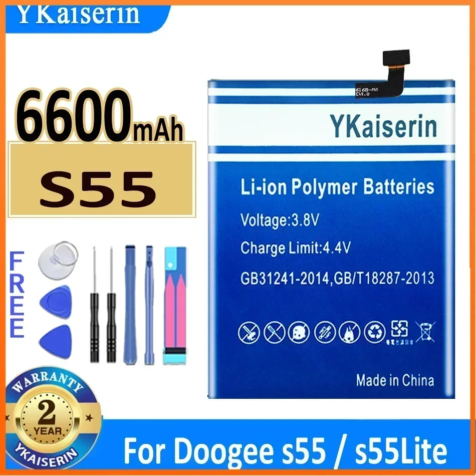 YKaiserin  S 55 6600mAh Mobile Phone Batteries for Doogee S55 / S55Lite S55 Lite S 55 Lite New Rechargeable Portablet Battery