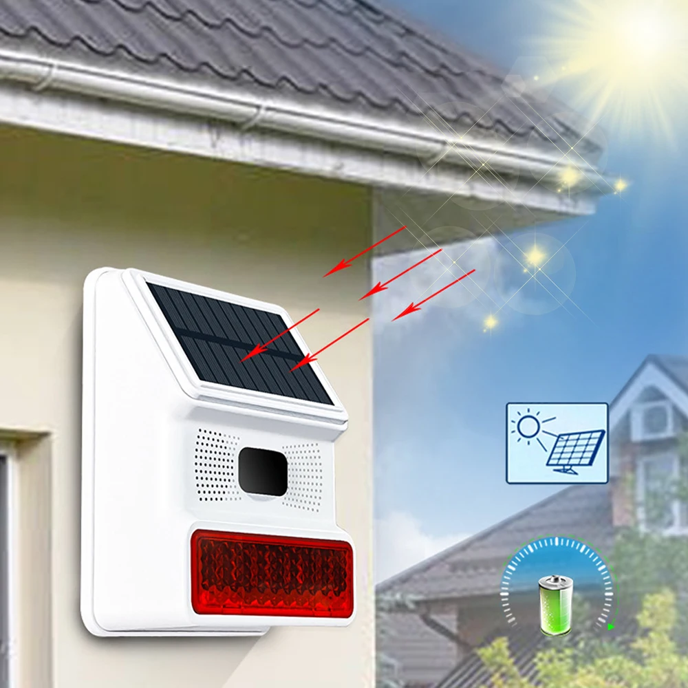 Acousto Optic Alarm Waterproof Solar Sound Strobe Light Alarm Anti-interference Sound-light Alarm Signal with Motion Detector