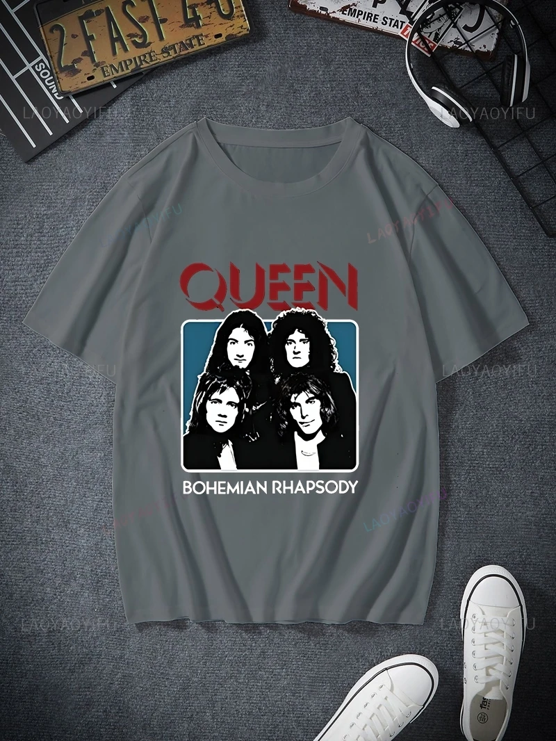 Famous QUEEN Band Classic Poster Picture T-shirt, Unisex Fashion Casual Top, Spring/summer Round Neck Cotton Shirt