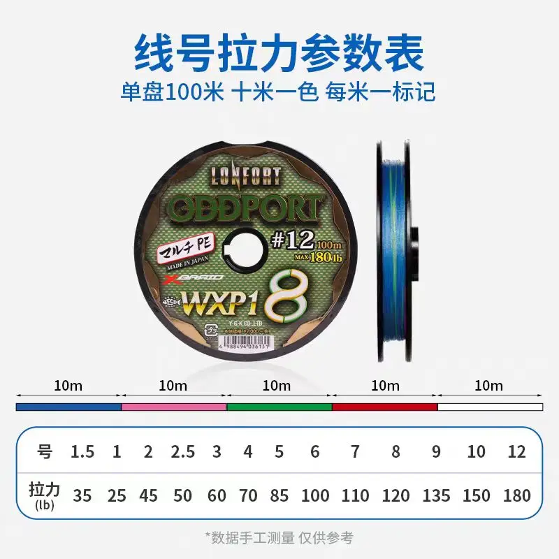 Original YGK X-BRAID ODDPORT WXP1 X8 PE Fishing Line 100m-1200m