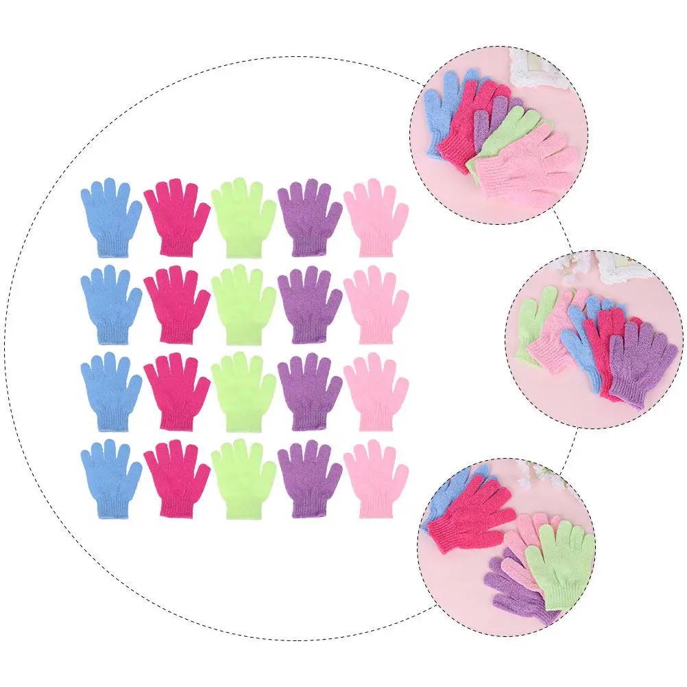 

24pcs Bath Gloves Body Cleaning Exfoliating Scrubber Skin Shower Work Deep Pore Cleansing Back Brush Glove Type Dust Removal