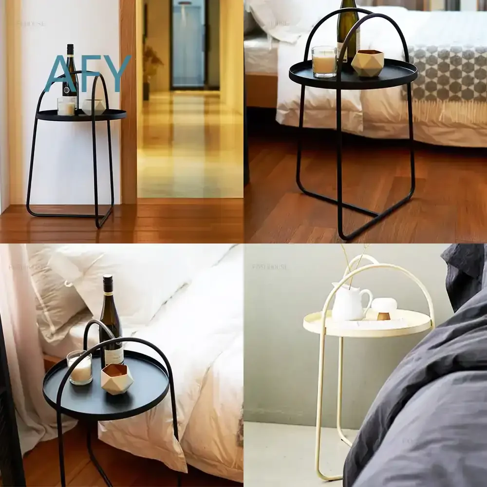 Nordischer Couchtisch aus Schmiedeeisen für Wohnzimmer, Schlafzimmer, kleine Wohnung, runder Beistelltisch, Teetisch, schlicht, modern, minimalistisch