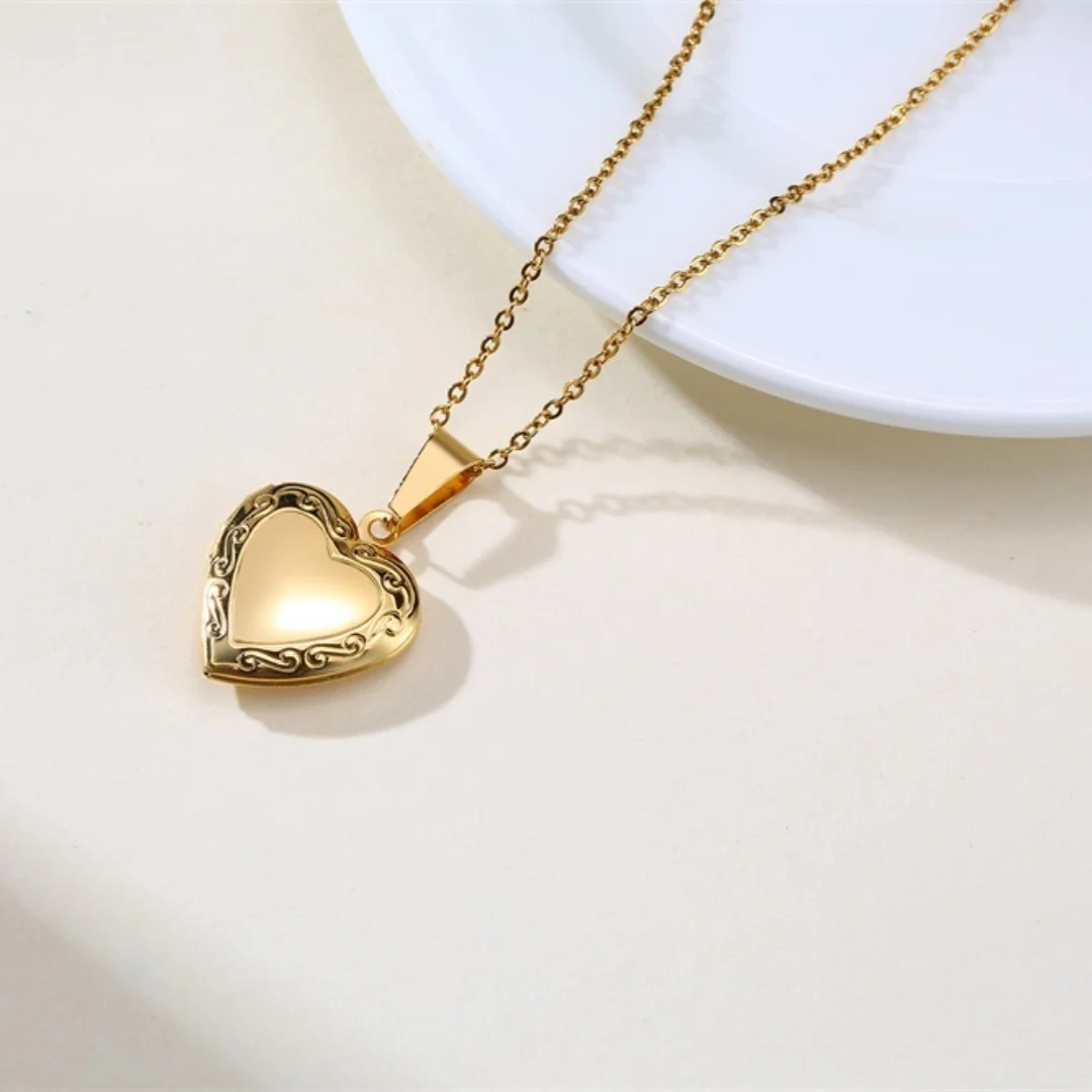 المعلقات القلب قابلة للفتح إطار الصورة الفولاذ المقاوم للصدأ القلائد والمجوهرات للنساء الأسرة الحب صديقة هدية عيد الحب #5