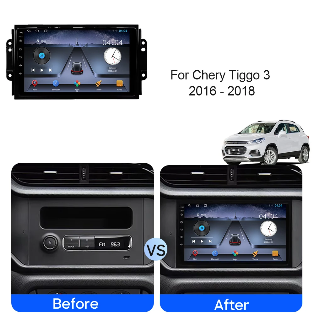 4G DSP Android 14 For Chery Tiggo 3 3X Tiggo 2 Car Radio Multimedia Video Player Carplay GPS Navigation Stereo Autoradio DVD