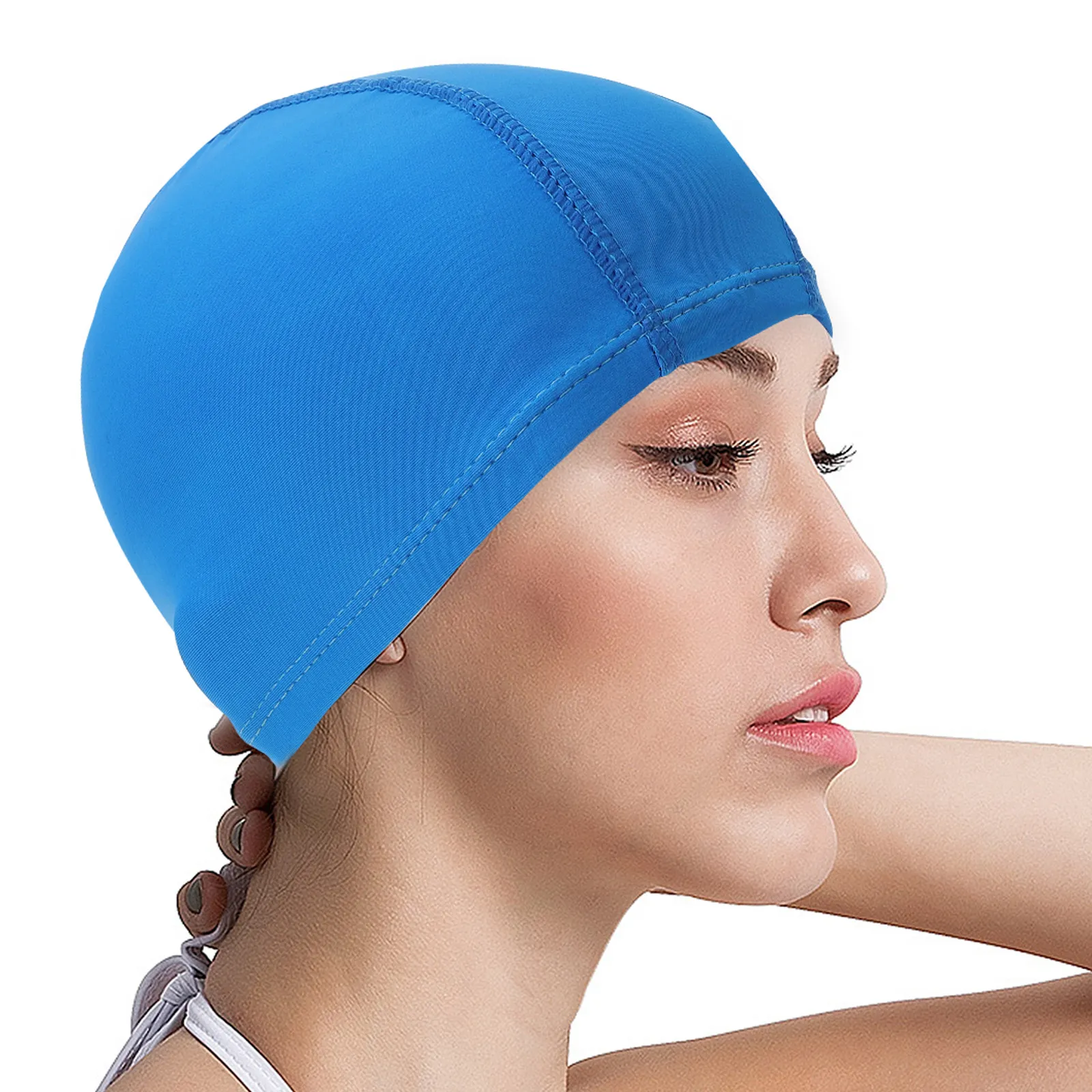 4Pcs Pure Color Nylon Swim Caps Comfortable Elastic Lightwe…