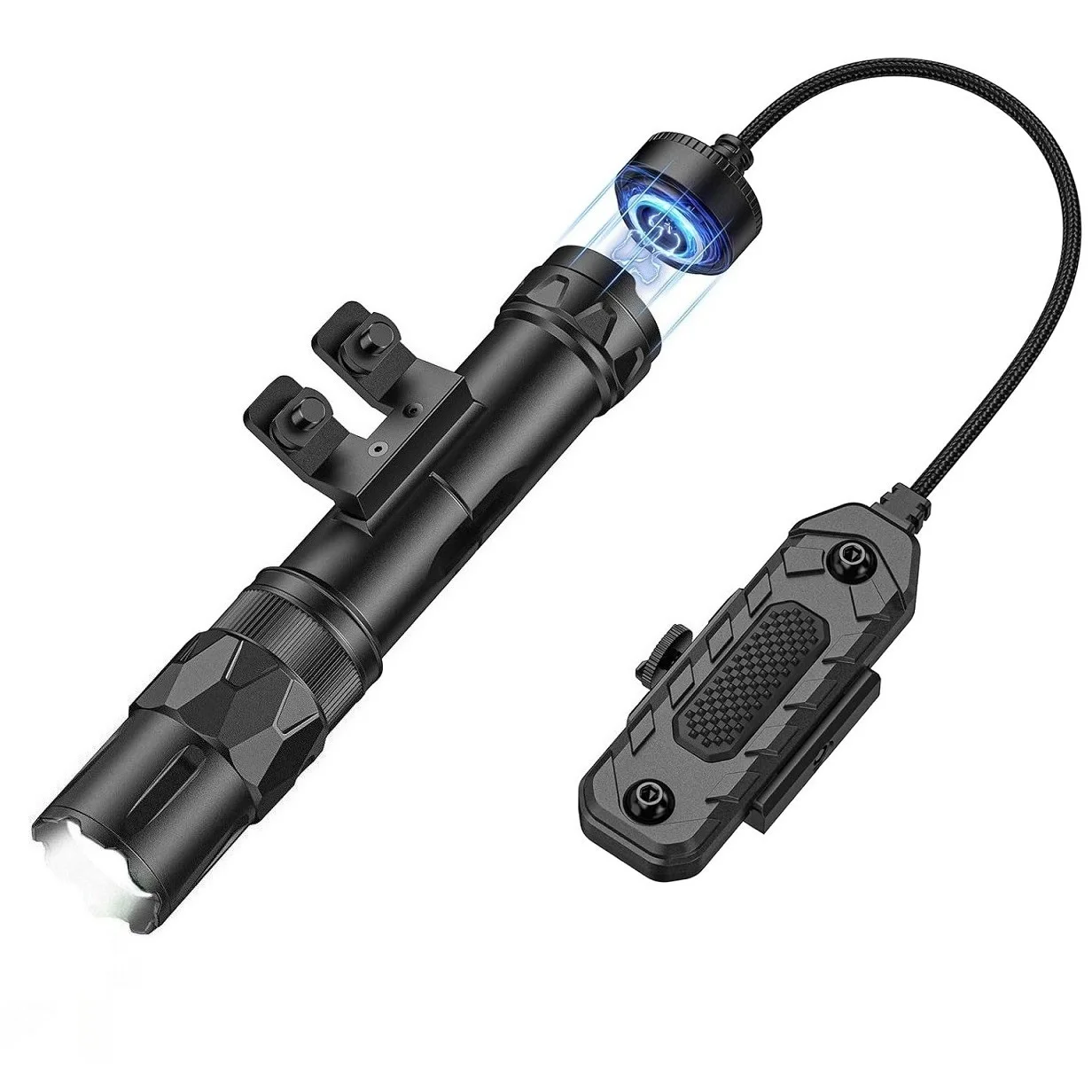 linterna-tactica-led-recargable-magnetica-richfire-2500lm-alcance-de-250-metros-riel-de-20mm-con-interruptor-de-presion-remoto-mejorado