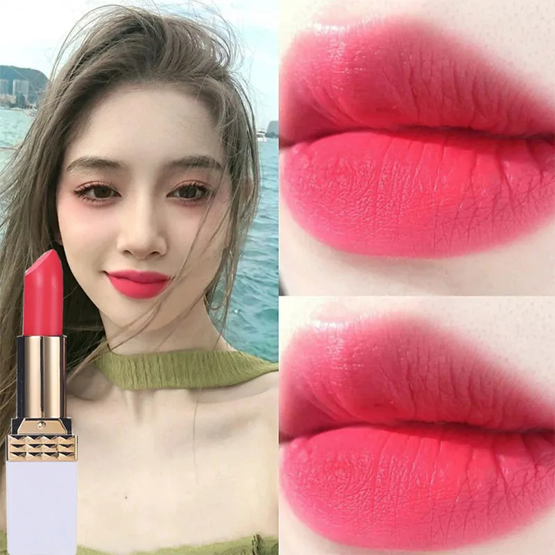 

Orange Cherry Peach Pink Lipstick Matte Whitening Enhancement Color Moisturizing Small lipstick Female Makeup