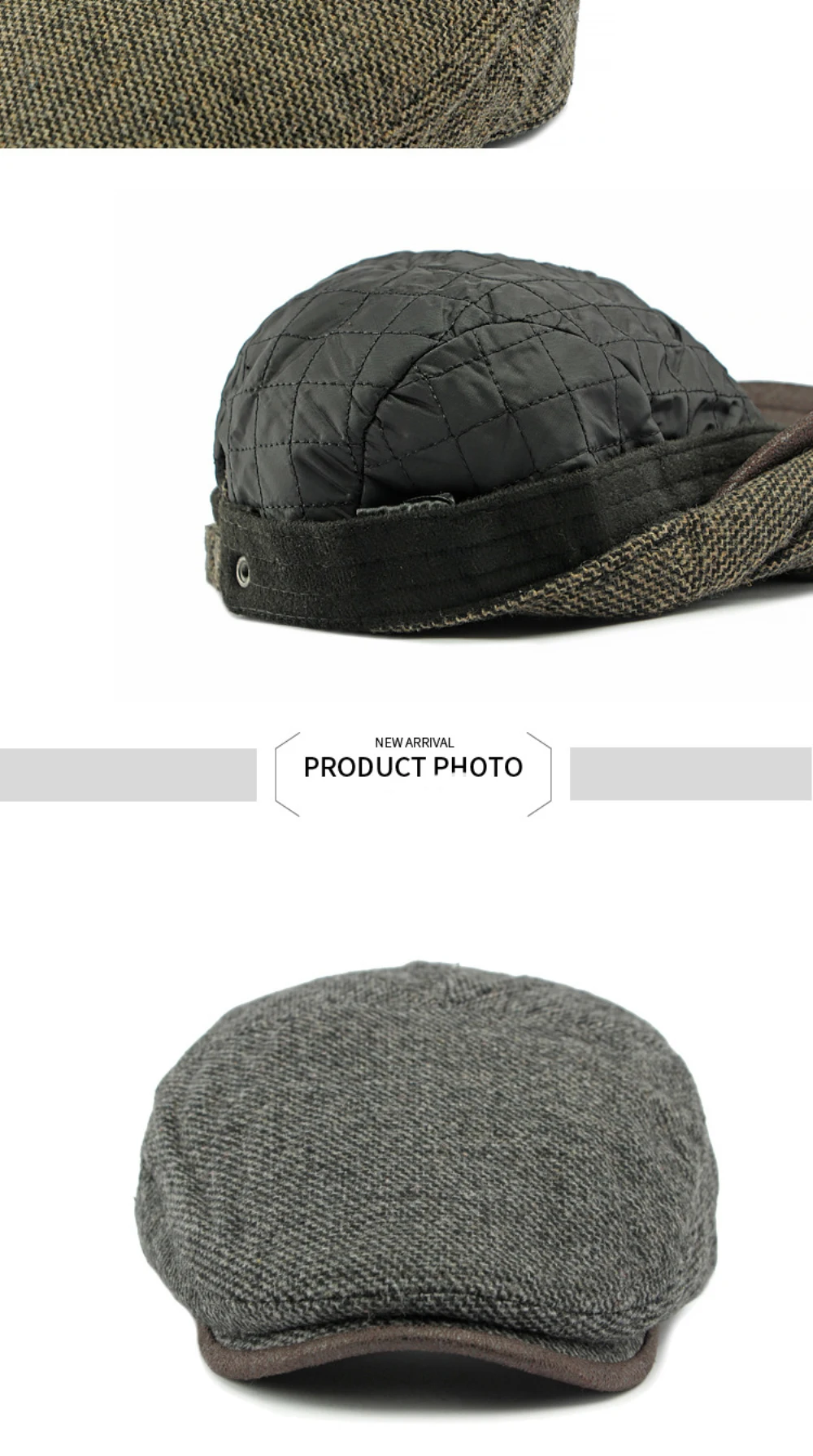 HT4950 Berets Herbst Winter Wolle Hut Männer Frauen Künstler Maler Baskenmütze Hut Eingestellt Ivy Flache Kappe Männlich Weiblich Fleece Gefüttert Baskenmütze Kappe – Detail 5