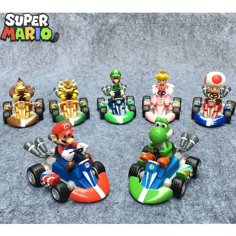 

12styles Super Mary Series Pull Back Car Model Doll Mario Luigi Yoshi Anime Figure Karting Toys Ornaments Kids Collection Gifts