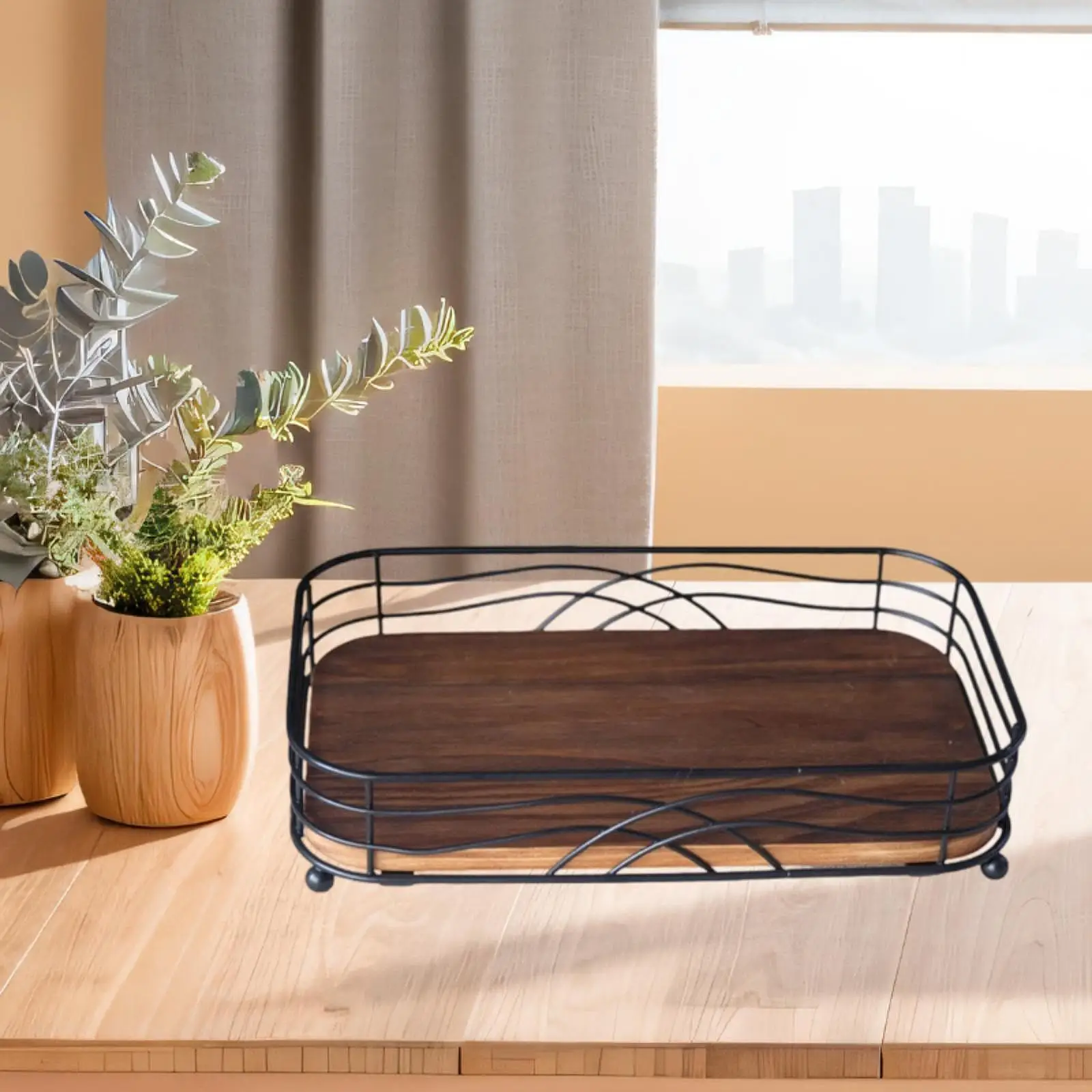 

Paper Towel Holder Desktop Sundries Storage Rack Vintage Style Storage Tray for Dining Room Party Table Countertop Farmhouse