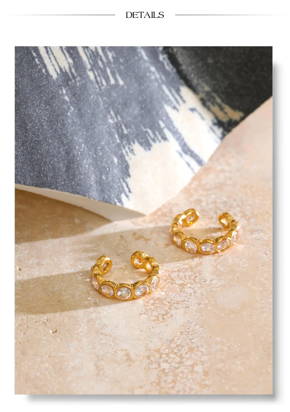 Yhpup Edelstahl-Ohrringe mit kubischem Zirkonia, wasserdicht, hochwertig, ohne Piercing, zarter Alltagsschmuck – Detail 7