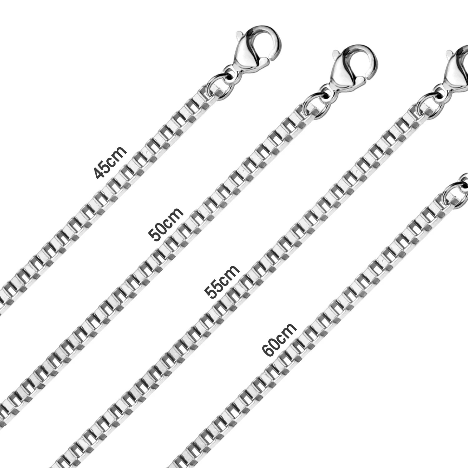 LUXUSTEEL 2MM Square Box Chains Necklace Men/Women 10Pcs/Lot Stainless Steel No Fade Link Chain DIY Jewelry Making Accessories