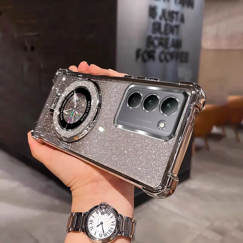 حافظات هاتف Redmi15 مع حامل Bing بريق حافظة من السيليكون المقاوم للصدمات لهاتف Xiaomi Redmi 15 15C 4G 5G POCO C85 غطاء Coque Braket