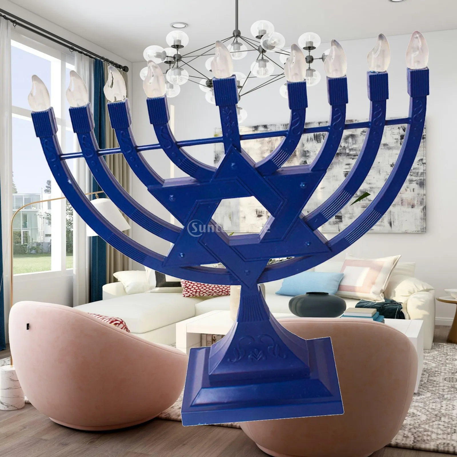 Hanukkah Candle Night Light Easy Use Electronic Ornament Table Lamp for Study Room Bedroom Office