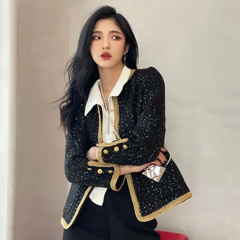 

New High end goods quality burst woolen coat female brief paragraph sweet wind phnom penh coat