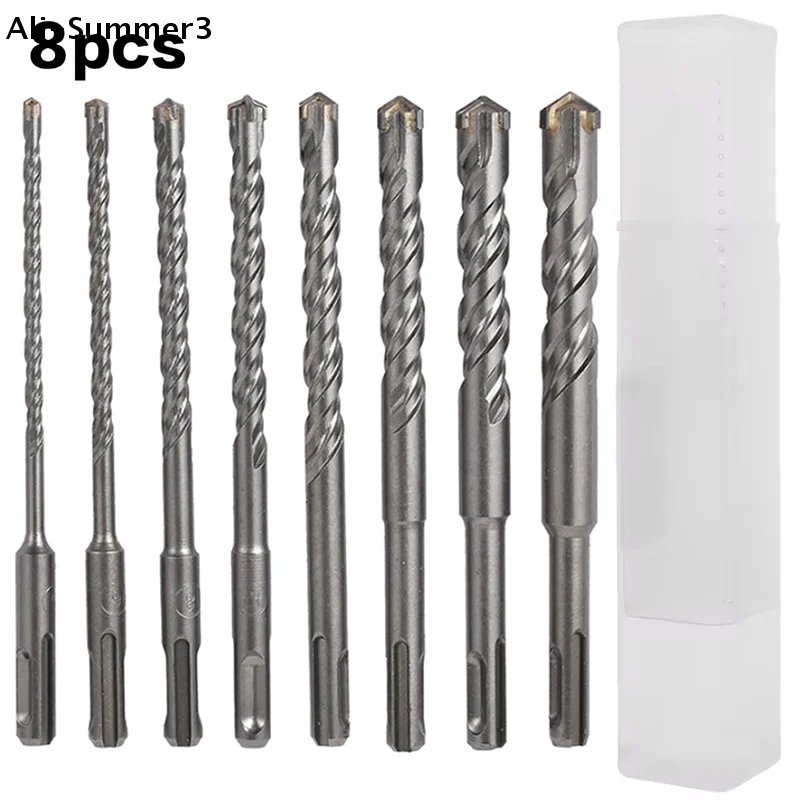 

【RZP】8Pcs Drill Bit Include Concrete Drill Bits And Cross-head Hammer Drill Bits (diameters 5, 6, 8, 10, 12, 14, 16, 18mm)