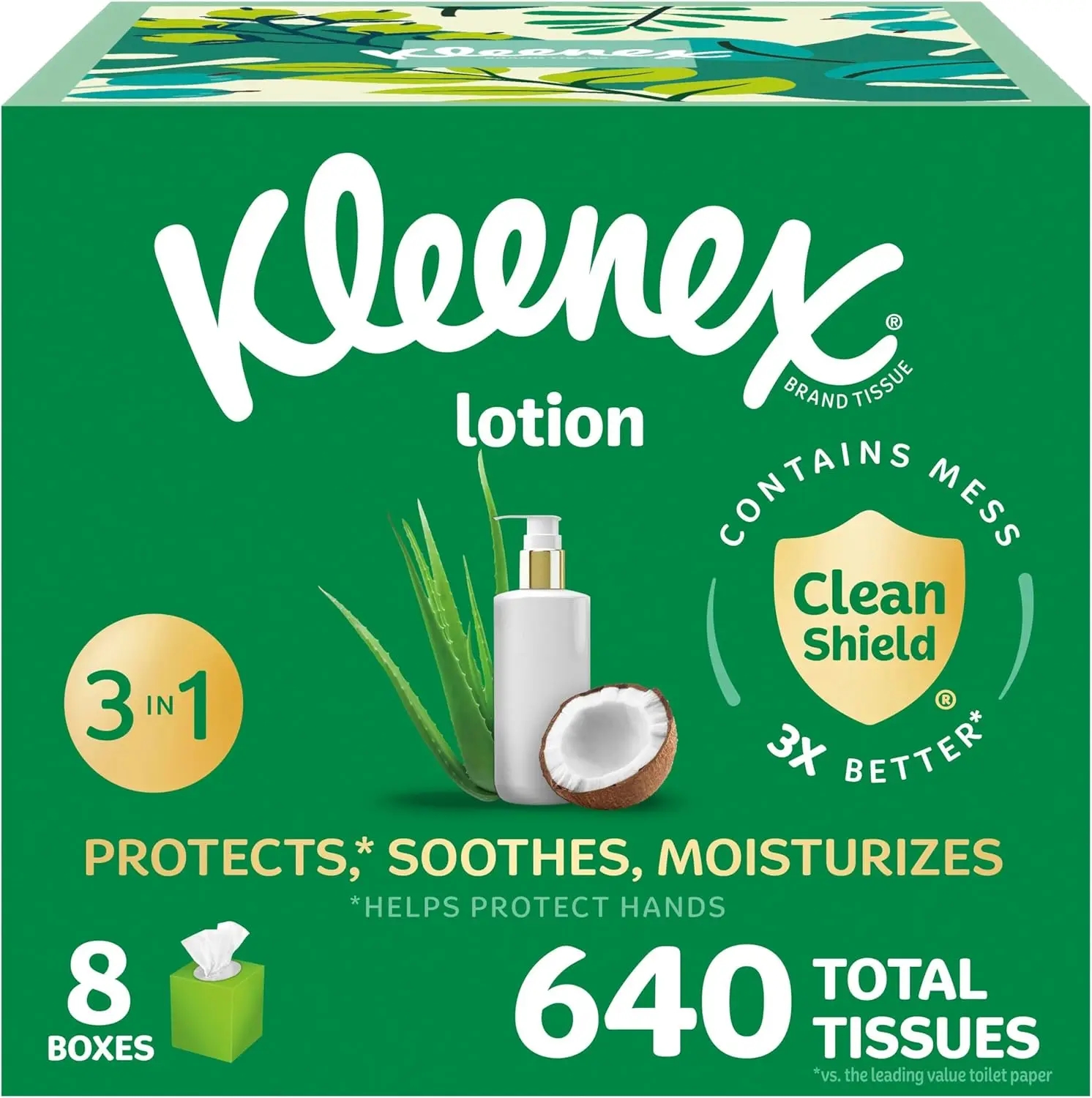 

Coconut Oil Facial Tissues, 8 Cube Boxes, 80 Tissues Per Box, 3-Ply for Soft Skin Care