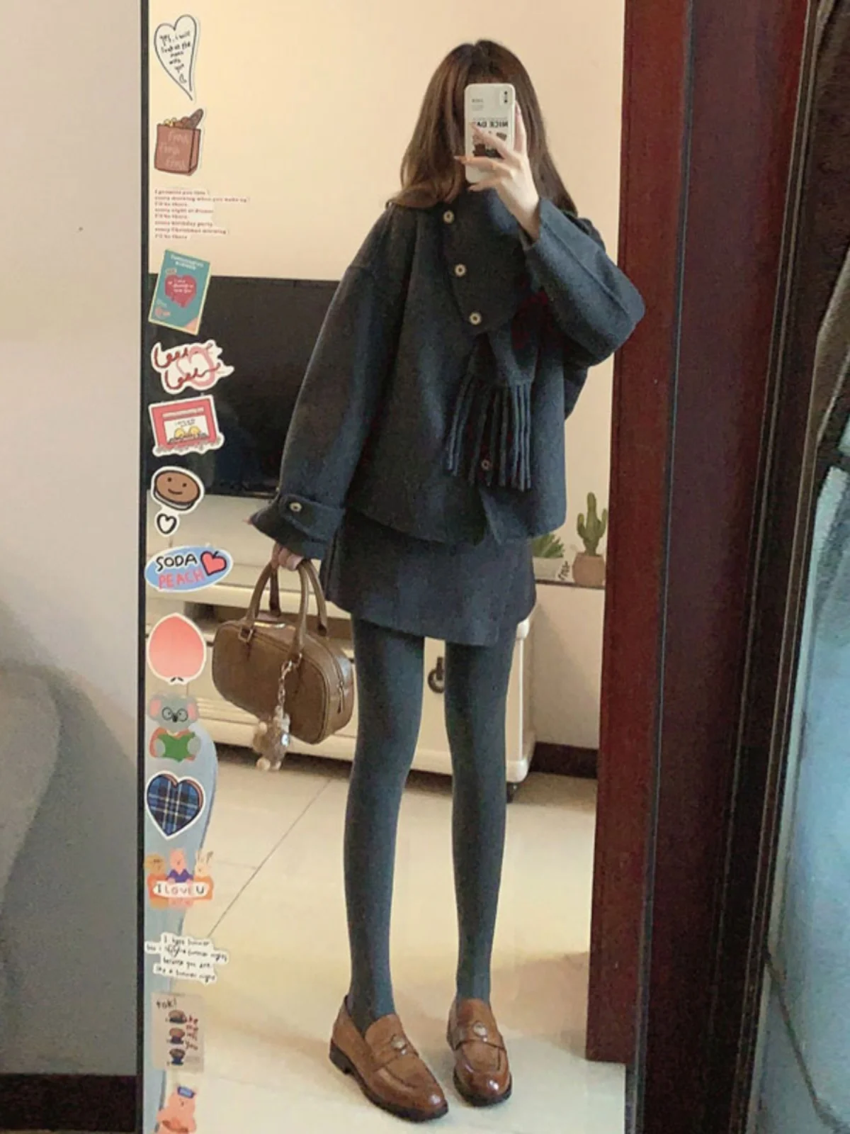 

Spring New Arrival Double-Faced Cashmere Woolen Coat Hepburn Style Korean Fashion Small Size Commuter Straight Cut Long Sleeve