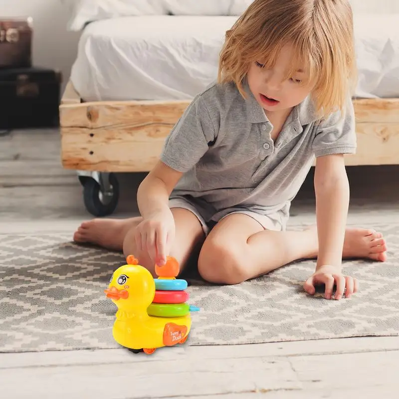 Giocattolo musicale per anatra per bambini Gioco con anello di lancio per anatra elettrica per ragazzi Giocattolo per lo sviluppo dell'apprendimento del bambino con luci a LED musicali