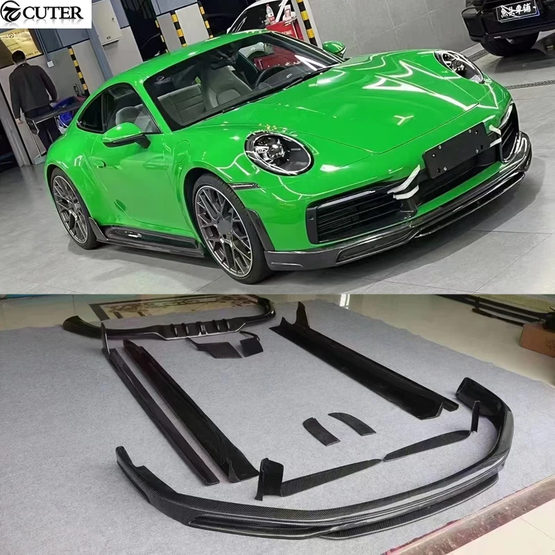 

911 992.1 V Style Carbon Fiber Front Lip Rear Diffuser Splitter Rear Spoiler Side Skirts for Porsche 911 992 Carrera 991 2019