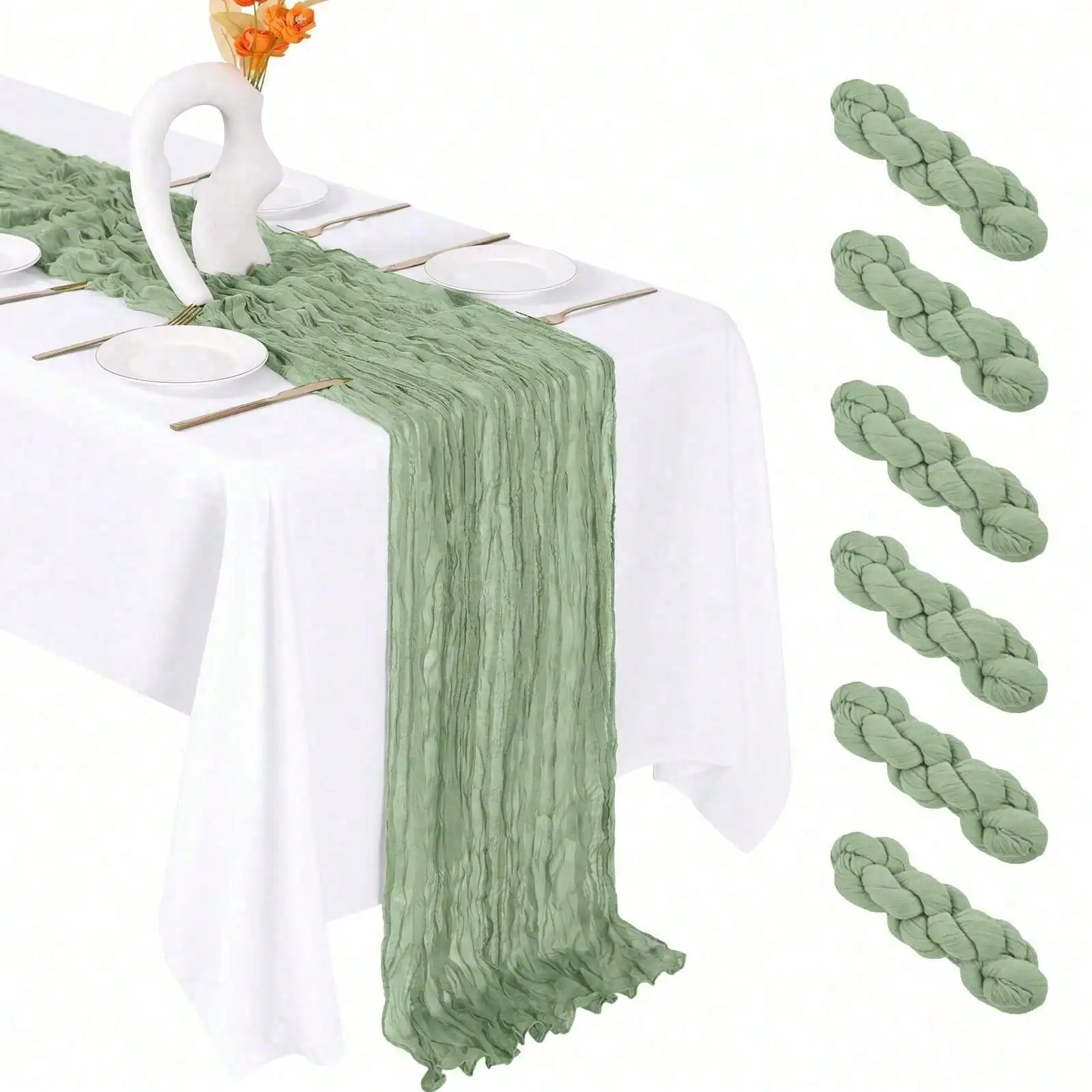 6 Pack Cheesecloth Table Runner For Bridal Showers And Bachelorette Parties, Sheer Gauze Tablecloth For Dessert Tables Gift Stations And Mimosa Bars, Rustic Romance Pre Wedding Celebration Supplies