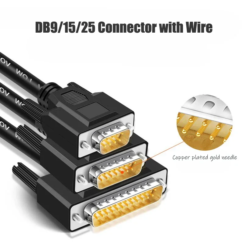 Industrial DB9/15/25 Connector Cable 24AWG 9/15/25Pin Signal Head Line Male Female RS232 Serial Port Plug Shielded Data Wire