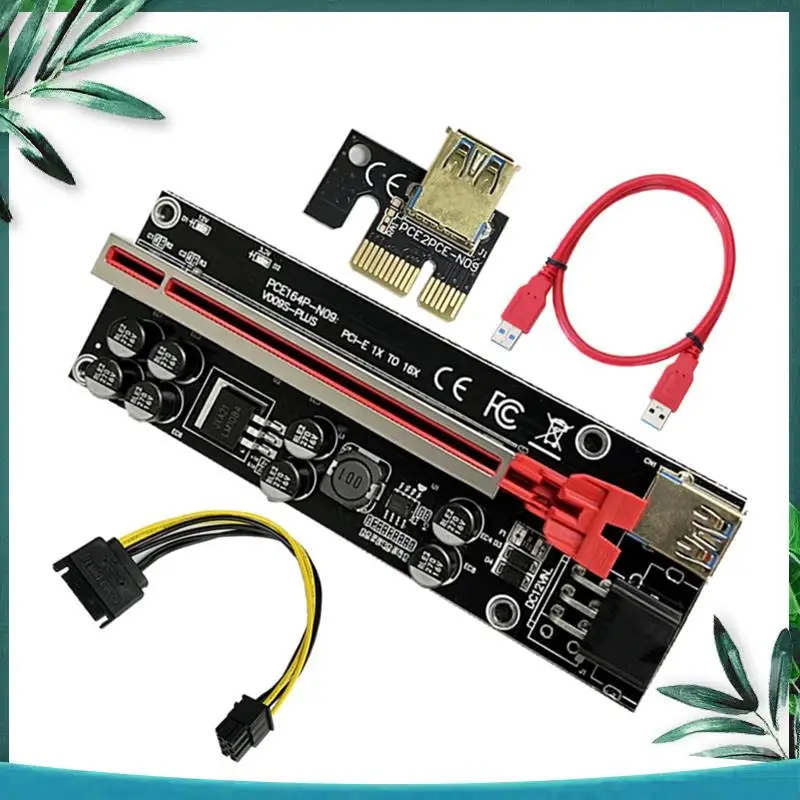 (NEW) VER009S Plus PCI-E Riser Card 009S Plus PCIE X1 To X16 4Pin 6Pin Power USB 3.0 Cable For Graphics Card GPU Miner Mining B