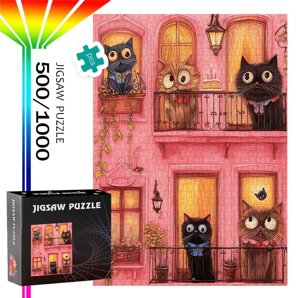 Puzzle portatili da 500 pezzi/1000 pezzi adatti per s & - Cervello fai-da-te impegnativo con colori, puzzle a tema per i viaggi,