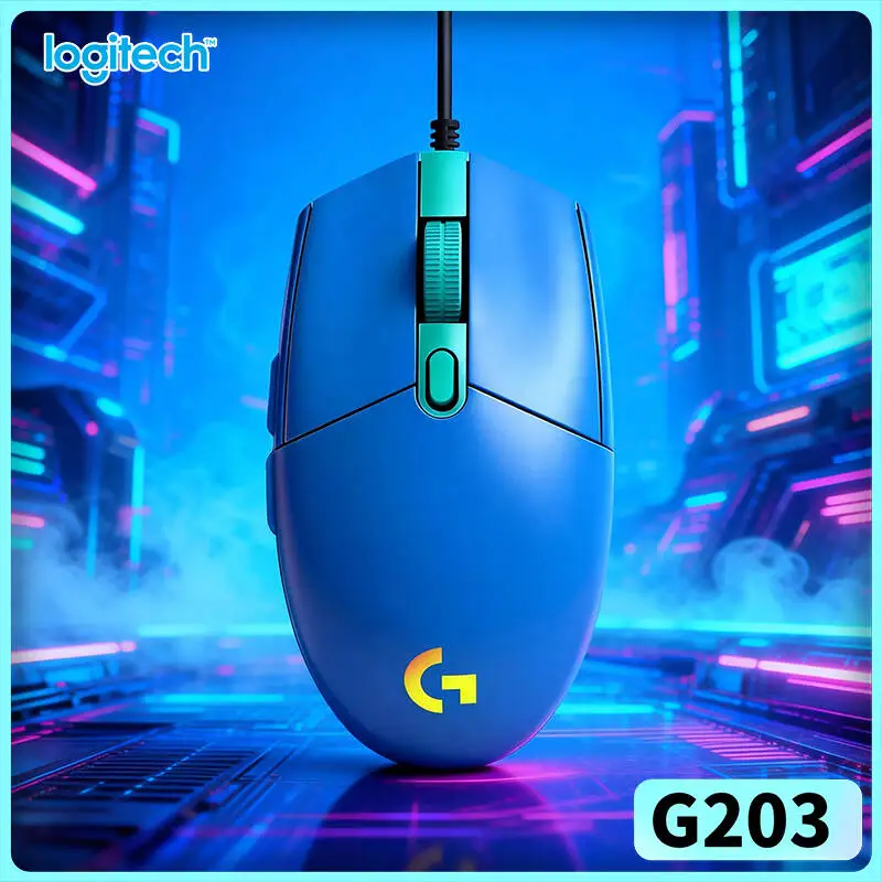 Logitech G203 wired gaming mouse stable USB data transmission bright RGB illumination anti‑slip base USB desktop home