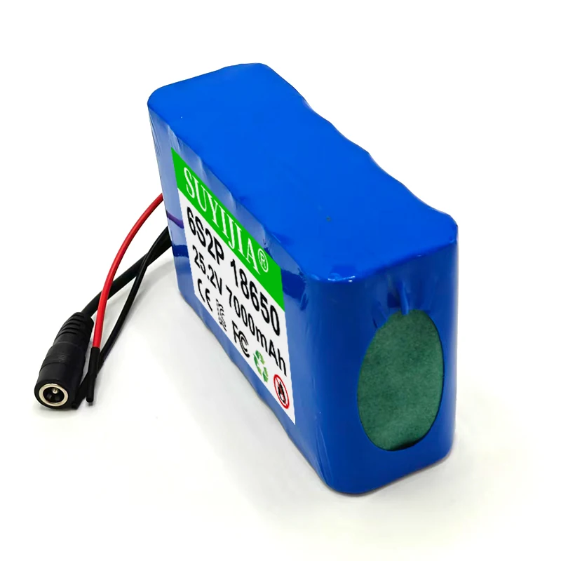 25.2V 6S2P 18650 7000mAh Rechargeable Lithium Battery Pack Power Tool Battery Can Be Customized with DC/T/XT30/XT60/JST/SM Plug