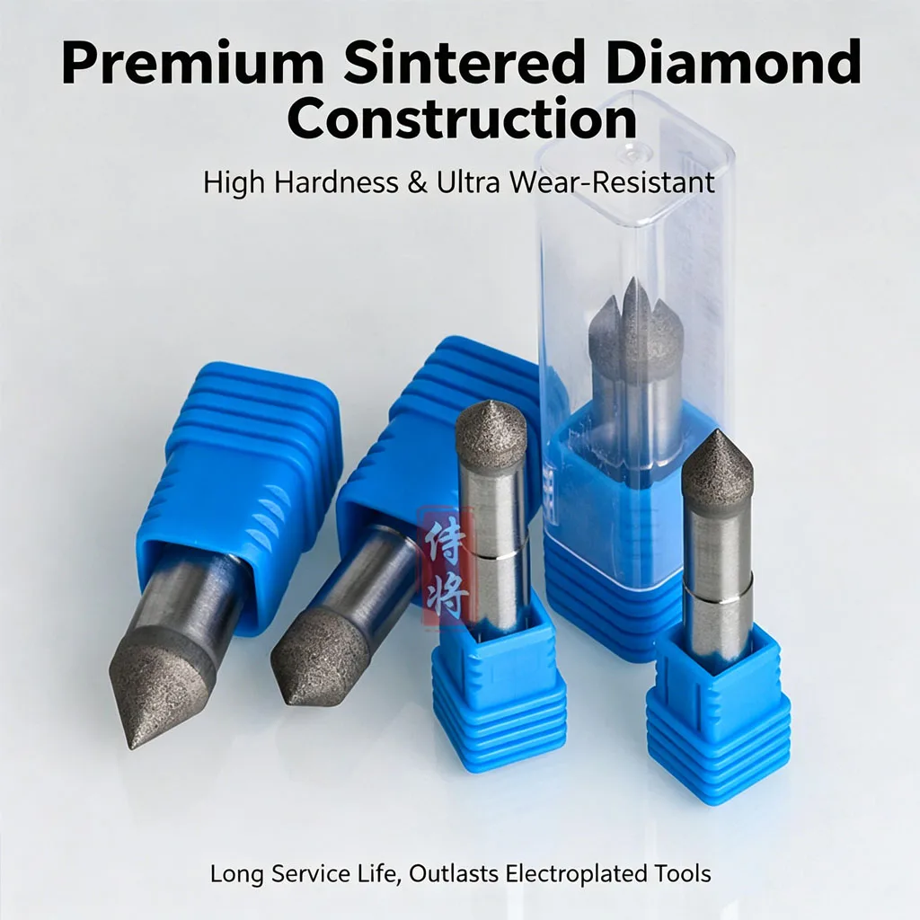 SDC Sintered Diamond Angle Grinding Head 60°/90° for CNC Engraving Machine Carbide Ceramic Glass Chamfering